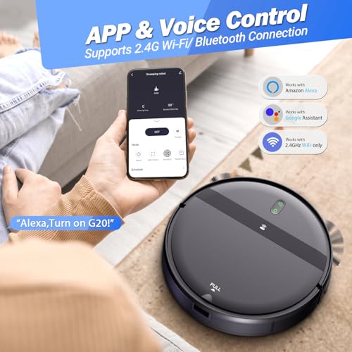 Robot Vacuum and Mop Combo for Large Homes & Pet Hair – Smart App/Voice, 2300Pa Sucktion, 120Min Clean, Ultra-Thin 2.87