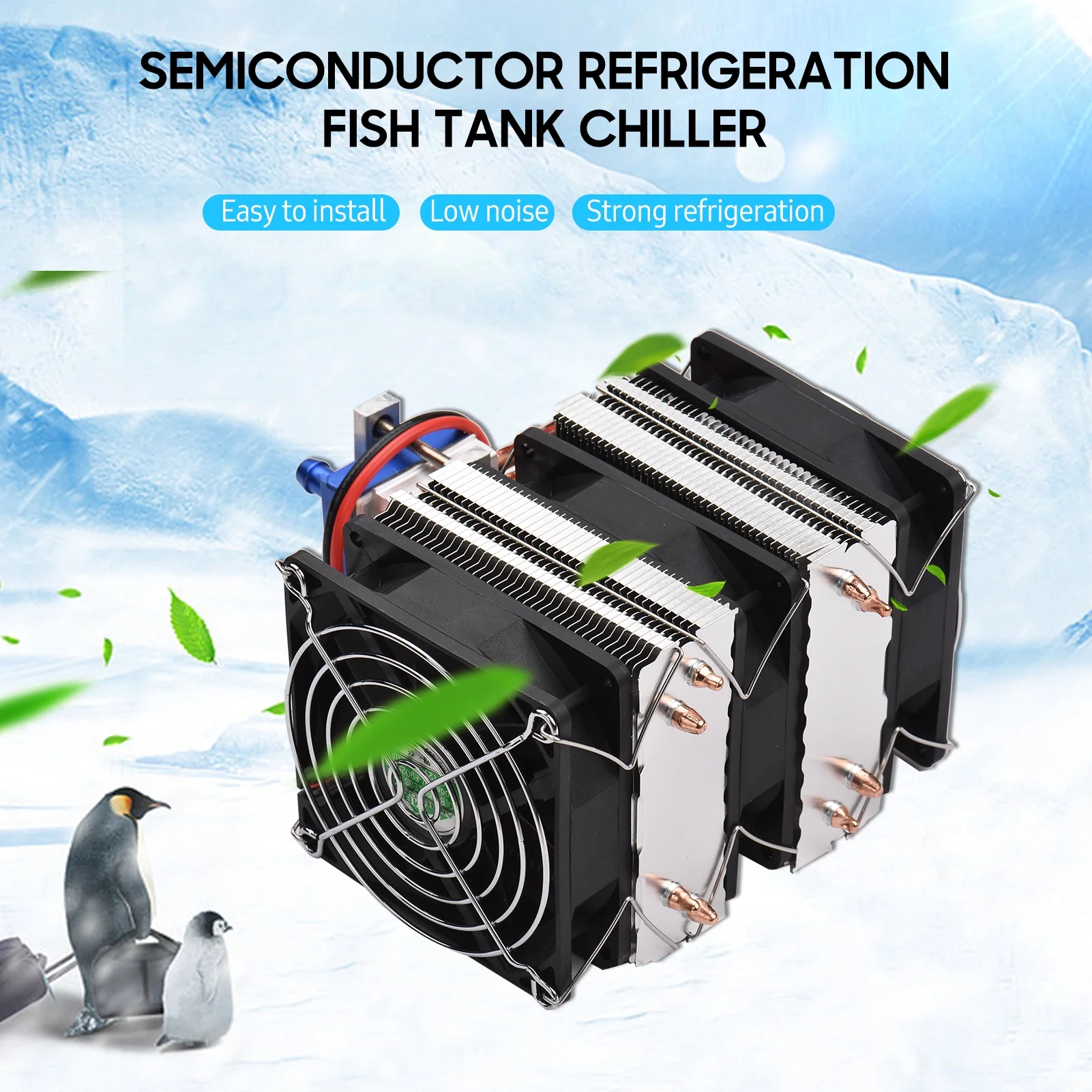 Walmeck 120W High Power Semiconductor Refrigeration Fish Tank Chiller Refrigerator Cooling-water Machine Chiller Water Cooler Aquarium Chiller with 4pcs Heat Dissipation Copper for 30 Liters Aquar