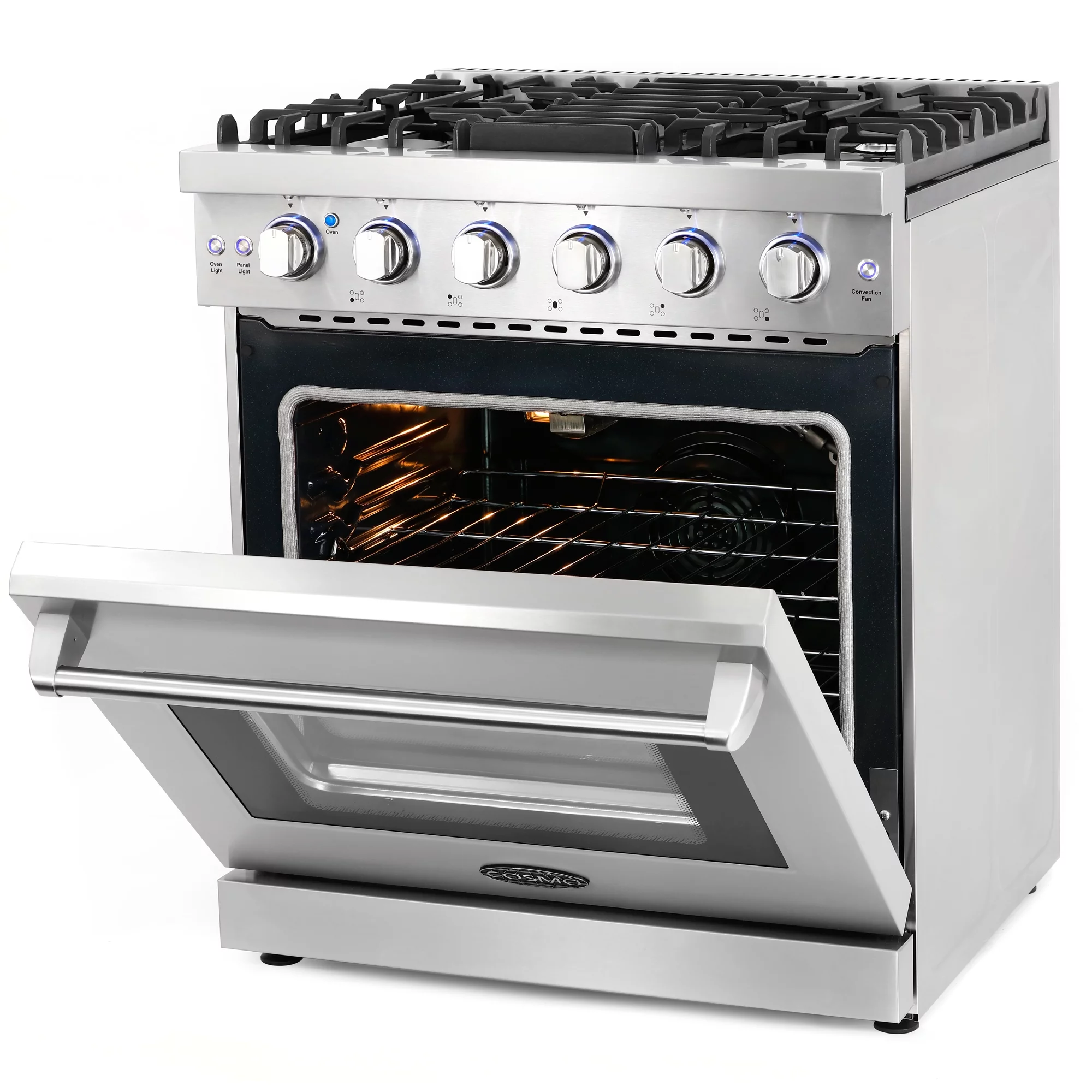 Cosmo 30 Inch 4.5 Cubic Foot Gas Range Convection Oven with 5 Italian Burners