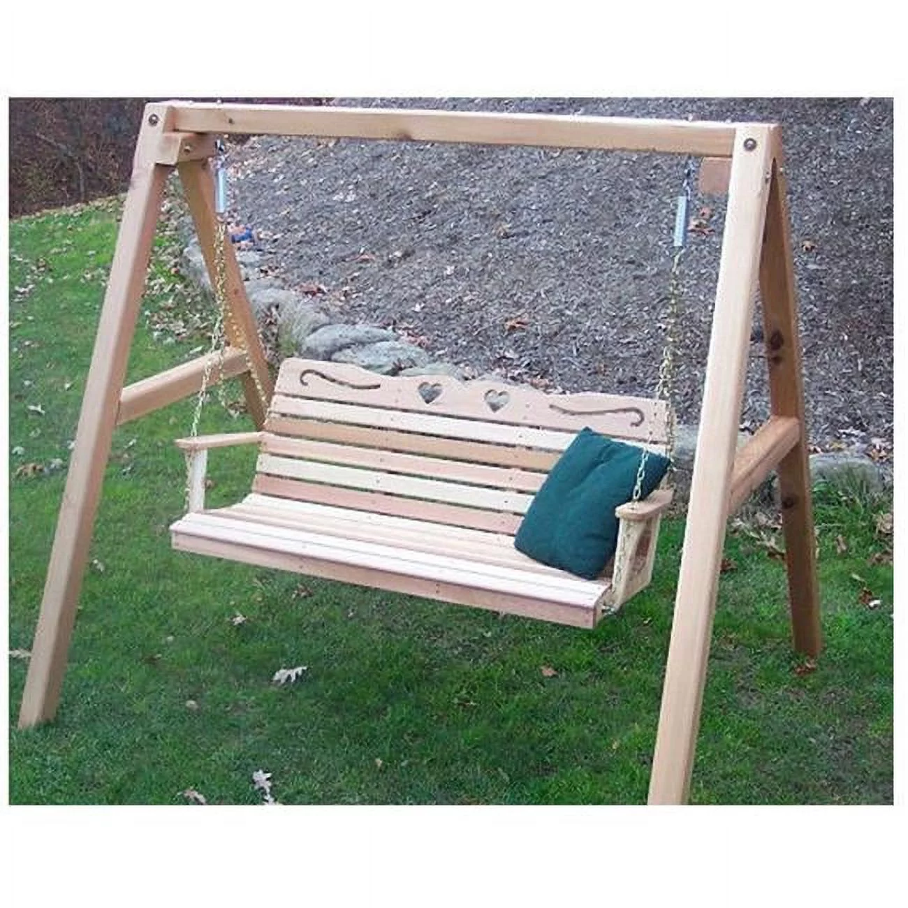 Creekvine Designs  Cedar Country Hearts Porch Swing with Stand 6 ft.