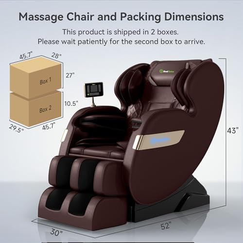 Real Relax 2025 Dual Core S Track Massage Chair,Full Body Airbags Massage Recliner,Zero Gravity with APP and LCD Control,Lower Back and Calf Heating,Foot Roller,Bluetooth,Home or Office Use,Black
