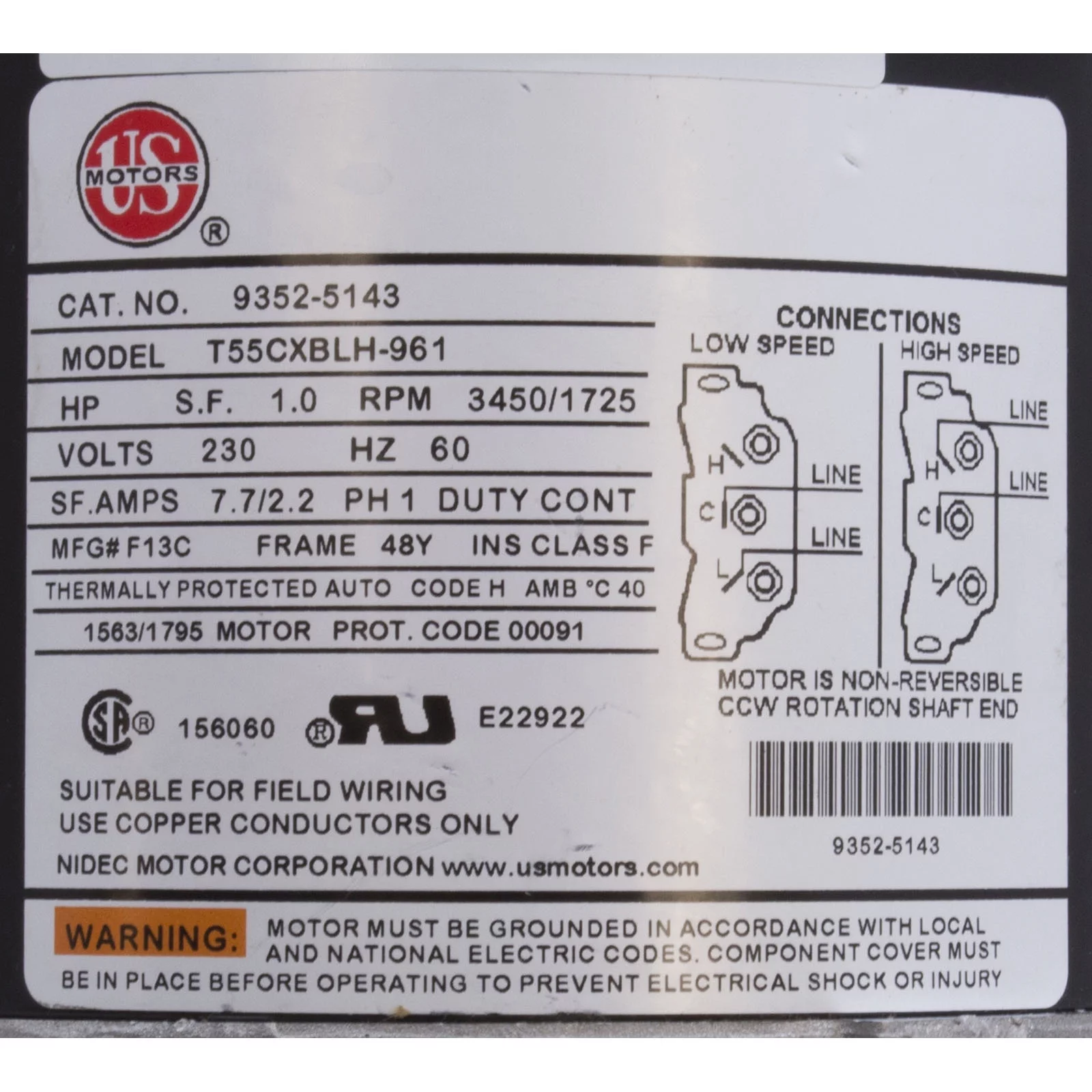 Pump, Aqua Flo FMHP, 1.0ohp/1.5thp, 230v, 2-Spd, 48fr, 1-1/2