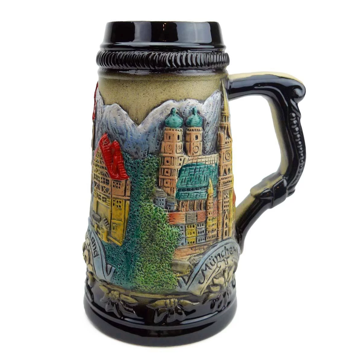 Bavarian Mountain Village Beer Stein