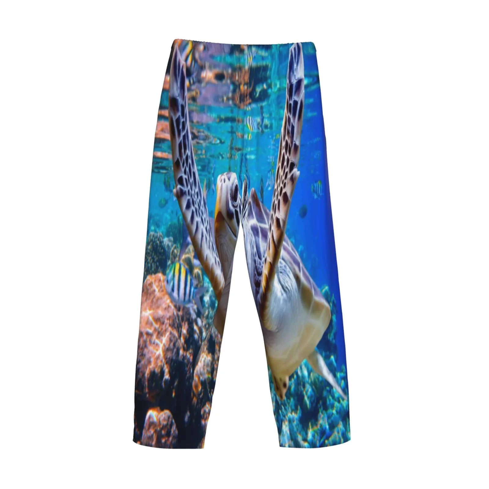 Daiia Men'S Sea Turtle Swims Pants,Bottoms Sleep Lounge,Pajama Pants,Pj Bottoms Drawstring And Pockets-X-Large