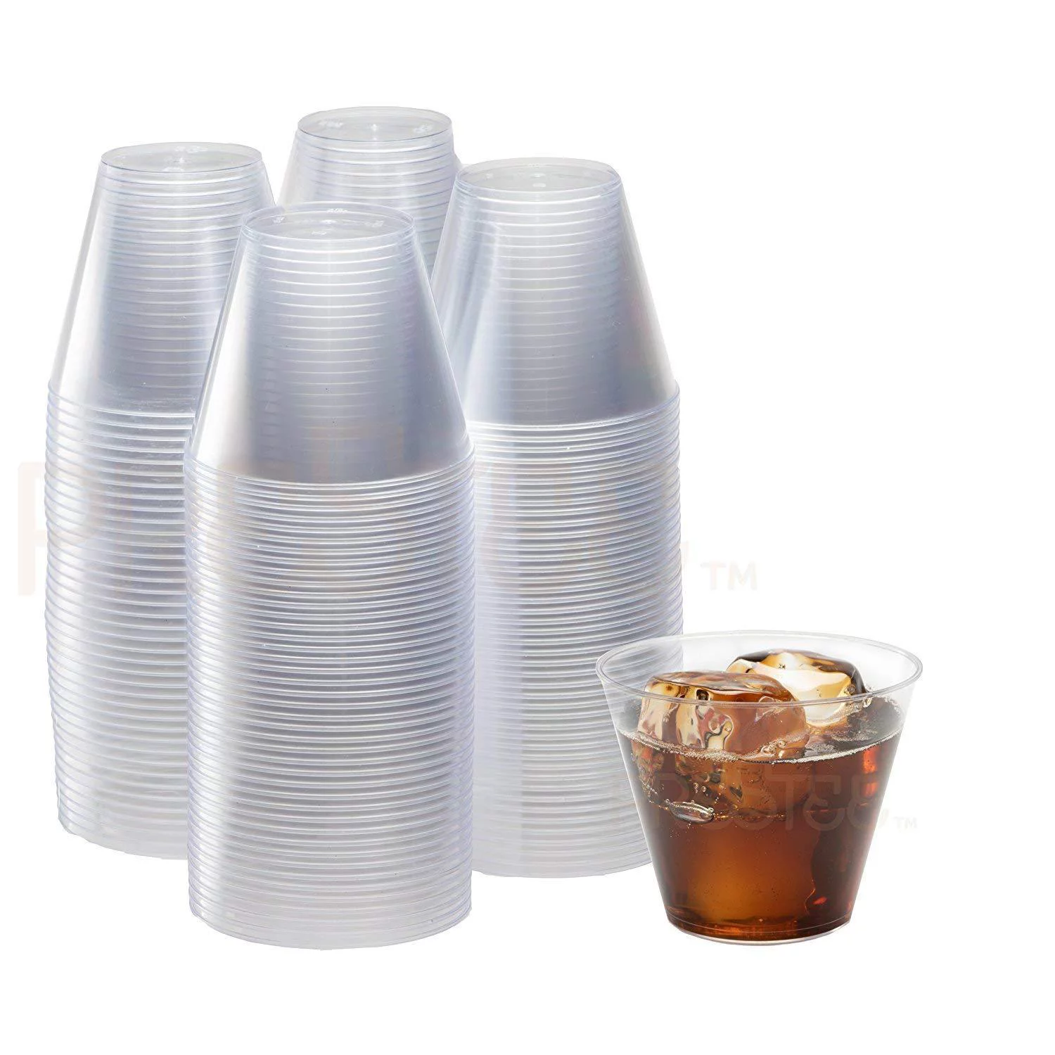 200 Clear Plastic Cups - 9 Ounce | Hard Disposable Cups | Plastic Wine Cups | Plastic Cocktail Glasses | Plastic Drinking Cups | Plastic Party Punch Cups | Bulk Party Cups | Wedding Tumble