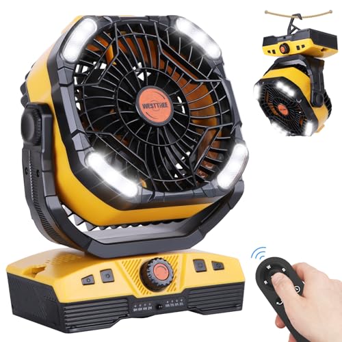 20000mAh Camping Fan Oscillating Portable Fan Battery Powered Fans Rechargeable Camping essentials with Light Hook, 270° Pivot USB Desk Battery Operated Outdoor Tent Travel
