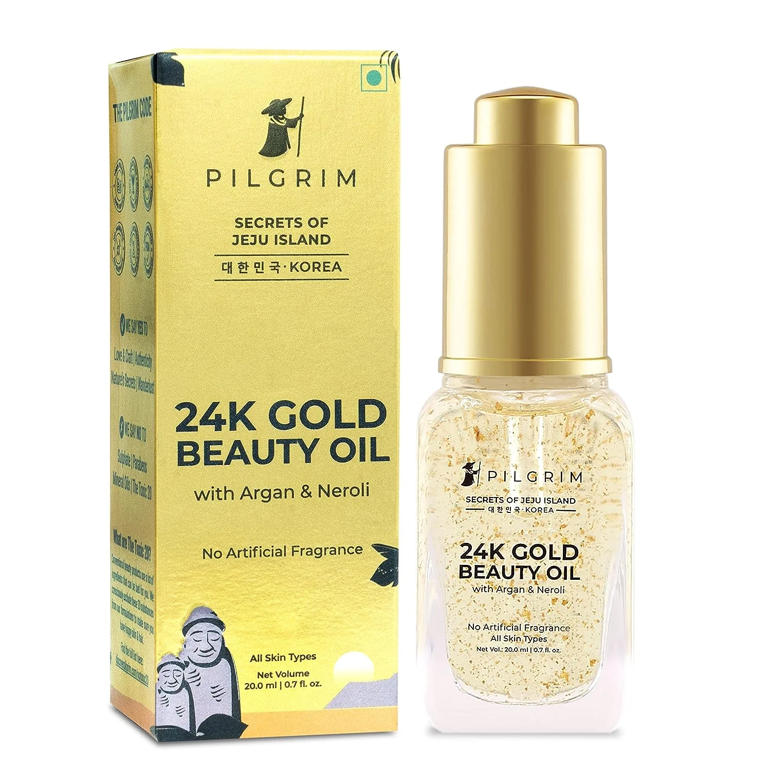 24K Gold Beauty Oil for glowing skin, deep nourishing, make up primer | For All Skin Types | For Men & Women | 20 ml
