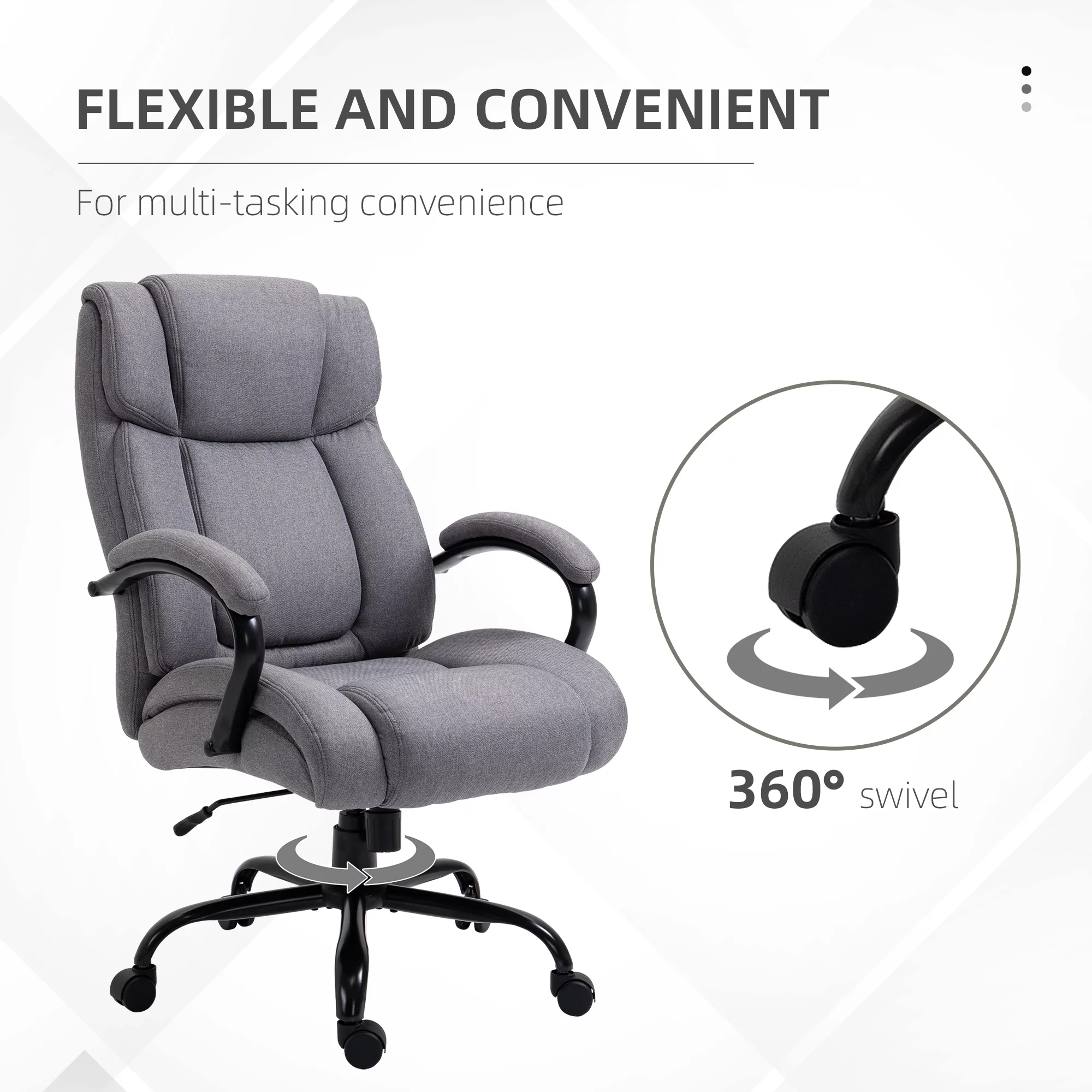 CoSoTower High Back Big and Tall Executive Office Chair 484Lbs with Wide Seat, Computer Desk Chair with Linen Fabric, Adjustable Height, Swivel Wheels, Light Grey