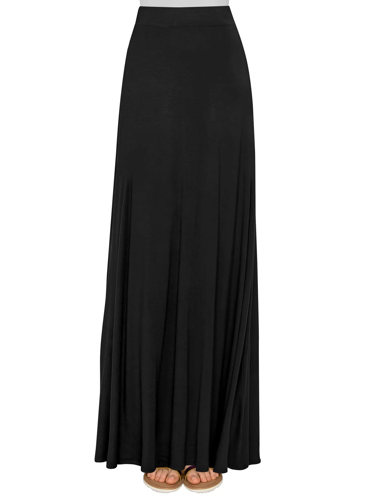 Made by Johnny Women's Solid Maxi Skirt with Elastic Waist Band XS BLACK