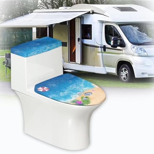 Christmas Bow Bell Toilet Tank Lid Cover and Toilet Seat Lid Cover 2 Pcs Set Toilets Covers with Elastic Cloth Fits Most Toilets Tanks & Lids