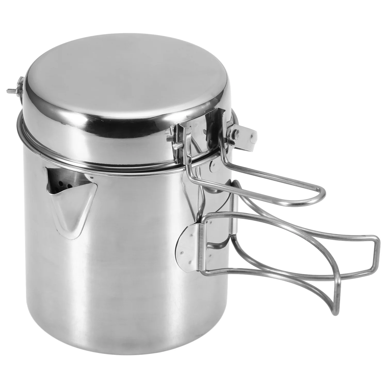 Apexeon Stainless Steel Cooking Kettle, Portable Camping Backpacking Pot with Foldable Handle, 1L Capacity, Easy to Carry, Perfect for Outdoor Adventures