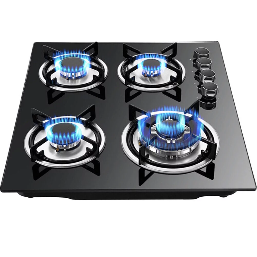 Miumaeov 4 Burner Gas Cooktops Built-In Cook Stove Kitchen LPG/NG Gas Hob with Adapter Electronic Ignition 23