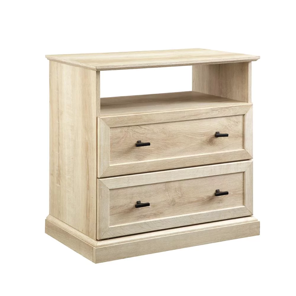 Clyde Classic 2-Drawer Bedroom Nightstand in White Oak