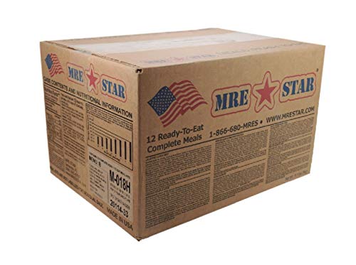 MRE STAR Survival Meal Box – Emergency Meals Ready to Eat with Accessories and FRH – Compact and Lightweight Packaging – Extended Shelf Life – 12 pcs Individual Fully-Cooked Meals