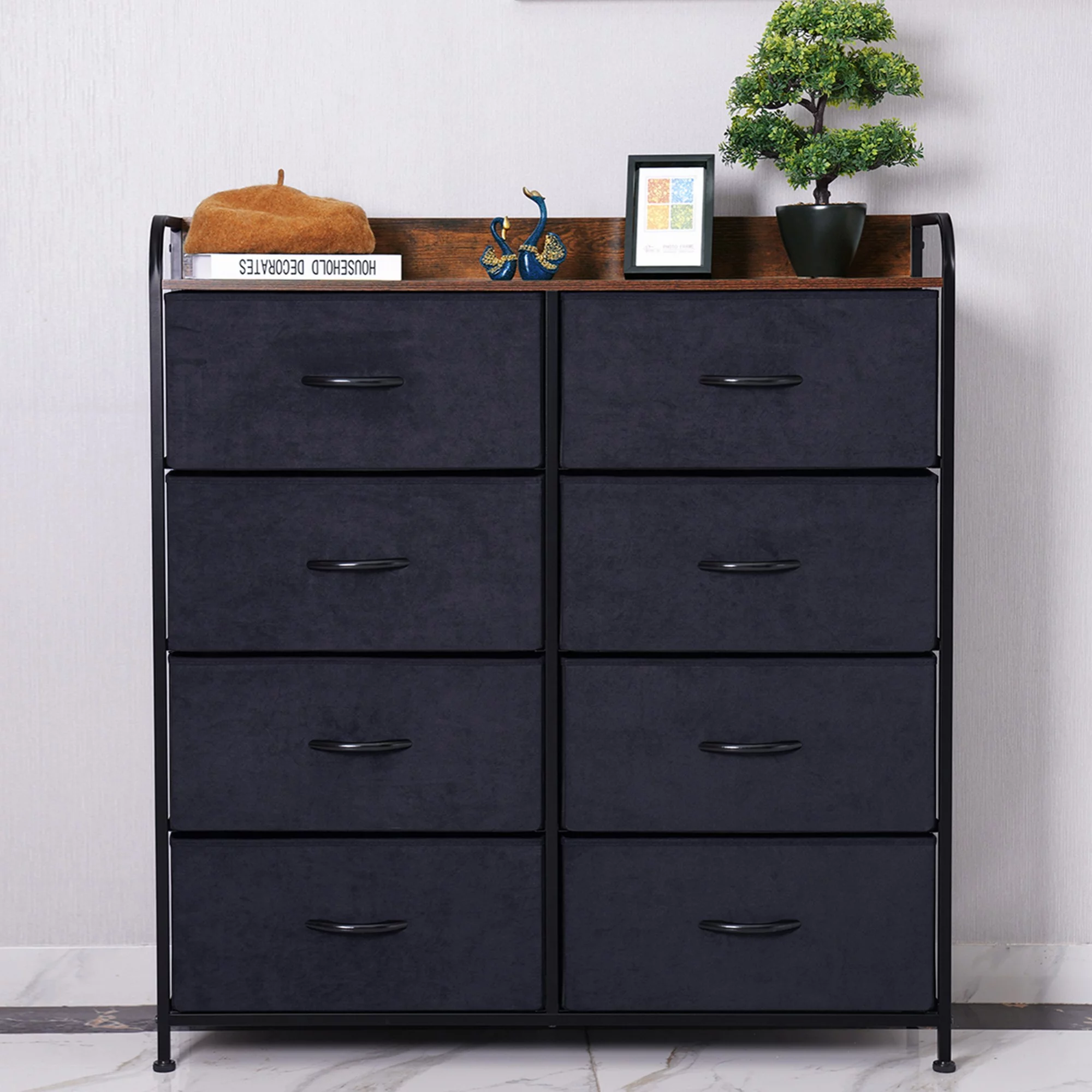 Dresser with 8 Drawer, Dresser for Bedroom, Chest of Drawers for Closet, Modern Cabinet, Furniture Storage, Rustic Finish