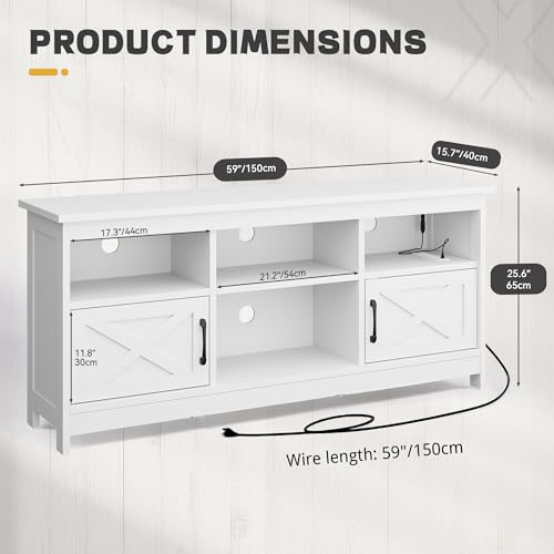 YITAHOME TV Stand for 65 Inch TVs, Entertainment Center with Storage Cabinets, Power Outlet & LED Light, Media TV Console with Barn Doors for Living Room, Black