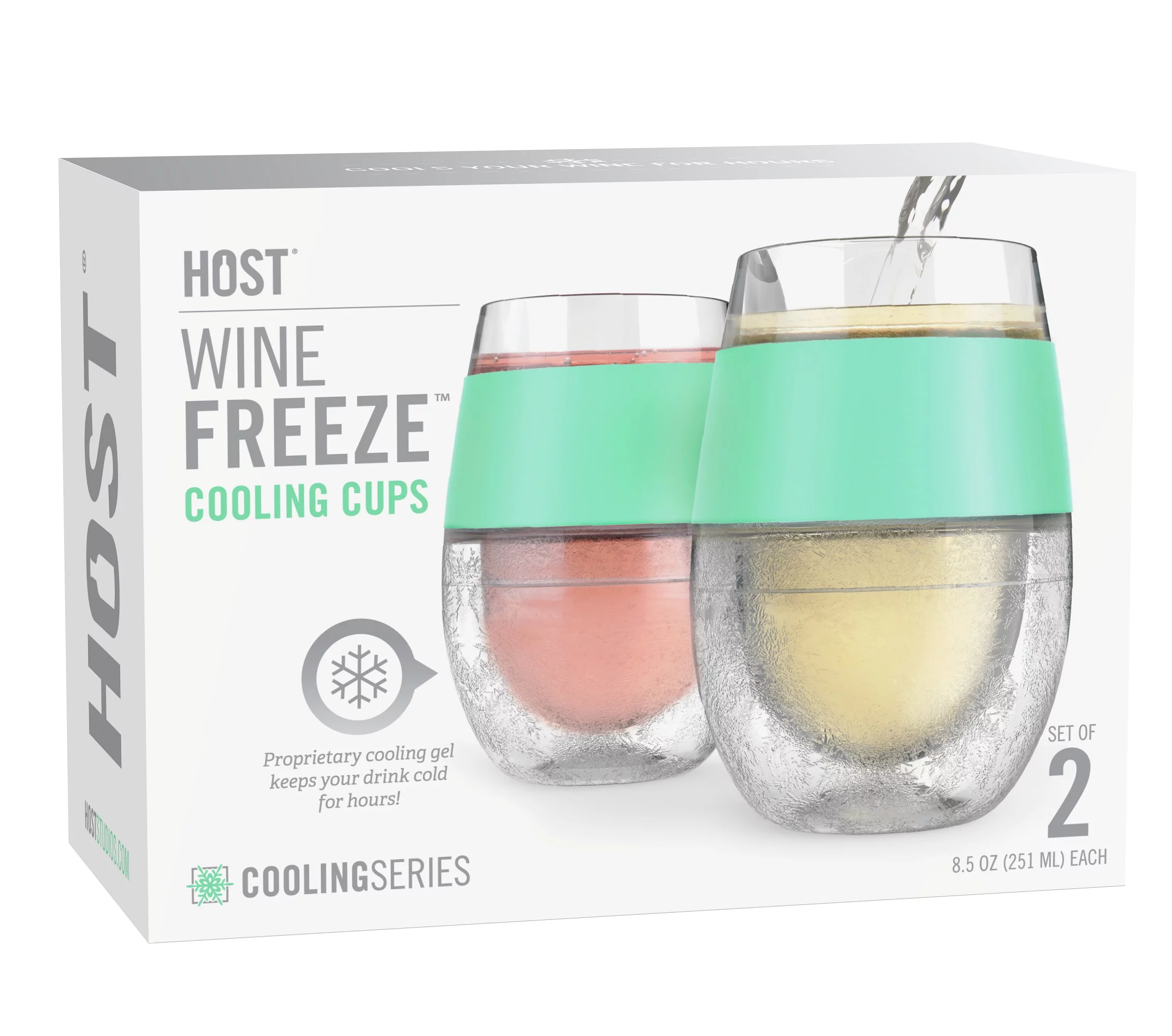 Host Wine Freeze Cup - Plastic Double Wall Insulated Freezable Tumbler, Mint