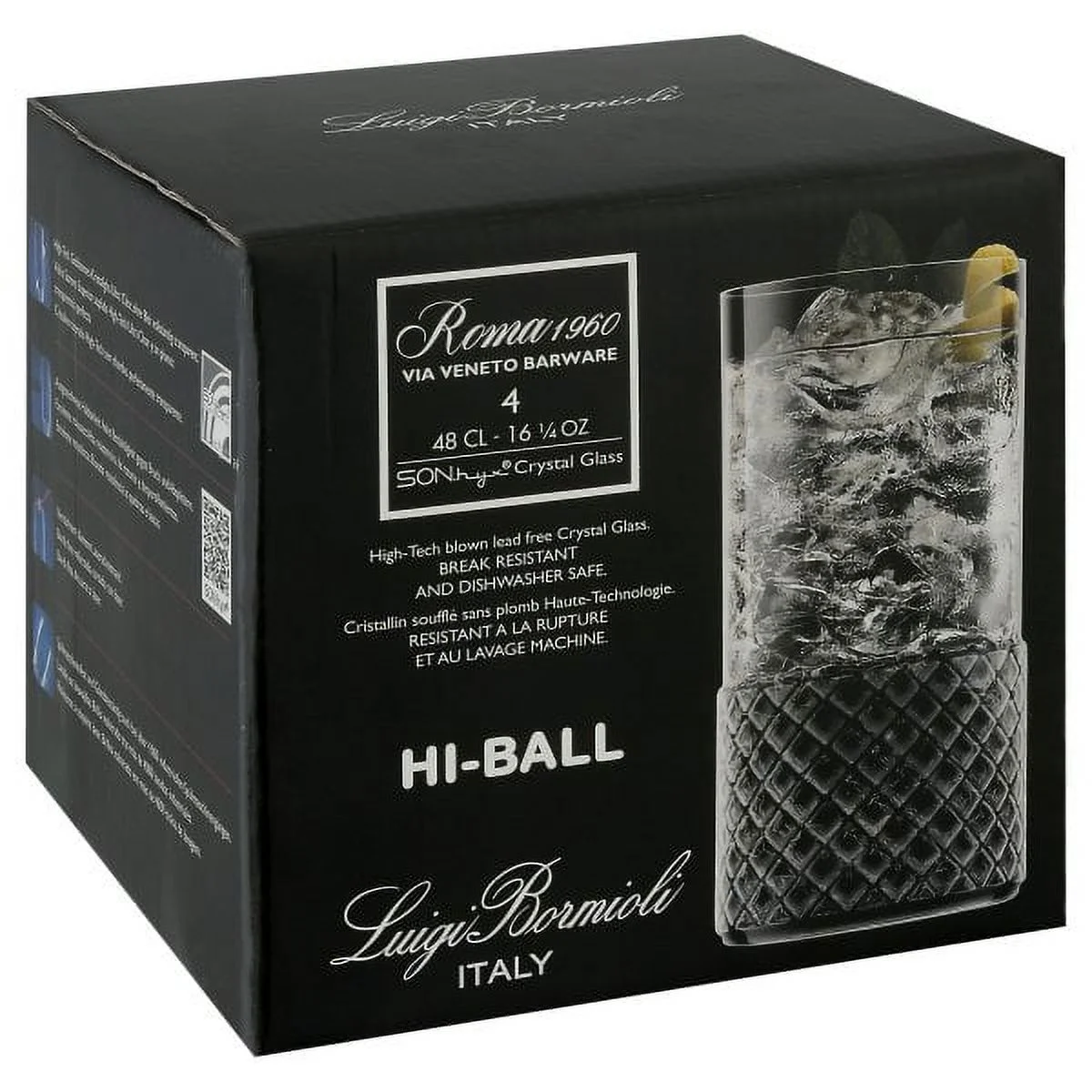 Luigi Bormioli Roma 1960 16.25 Oz Hi-Ball Drinking Glasses Set of 4