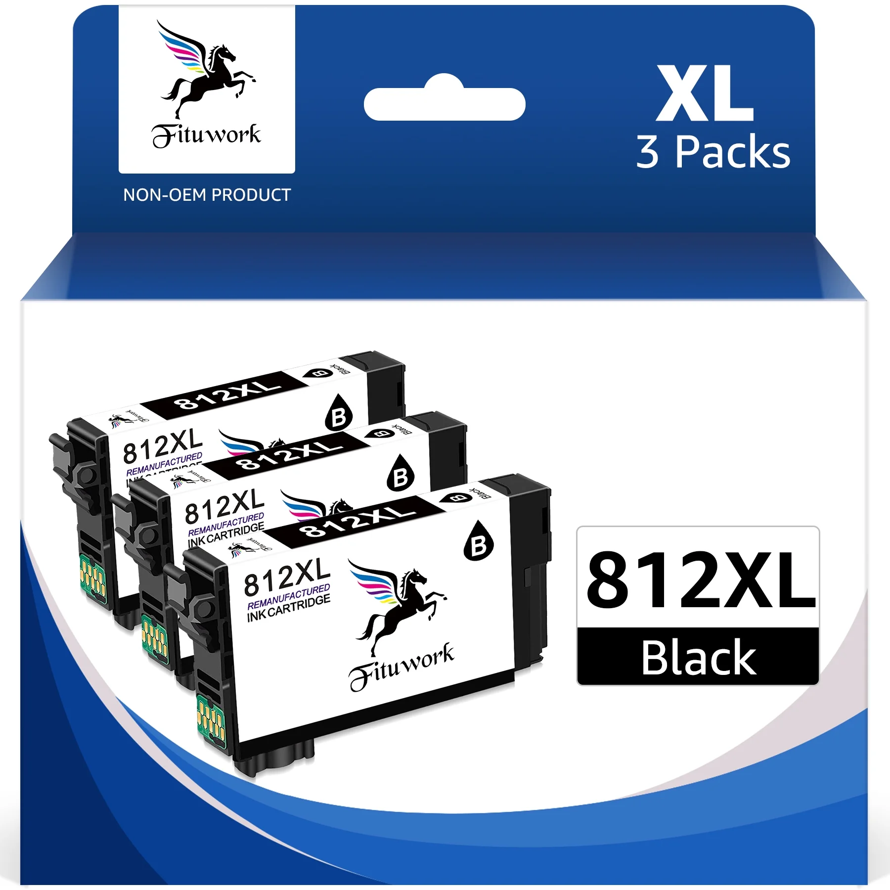 812XL Ink for Epson T812XL 812XL Ultra High-Yield Ink 1100 Page-Yield 812 XL to work with Epson Workforce Pro WF-7820 WF-7840 WF-7310 EC-C7000 Printer (3 black)