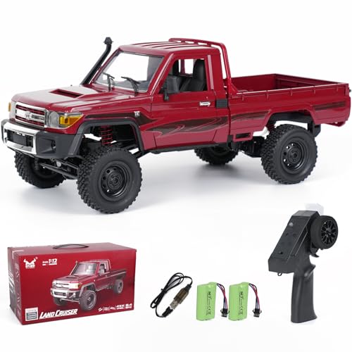 MN-82 RC Rock Crawler Car 1/12 Scale Toyota Pickup Truck , 2.4GHz 4WD Off-Road Remote Control Truck, 2-Speed Modes, 2×1200mAh Batteries, All-Terrain Crawler for Adults Kids Indoor Outdoor (whth Gift)