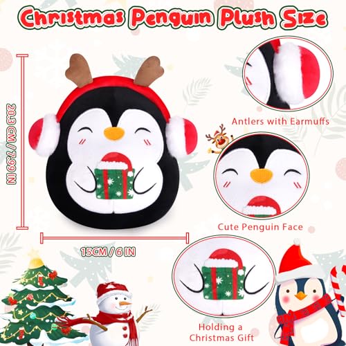 Christmas Stuffed Animals- 8 Inch Reindeer Plush Cute Stuffed Toys, Soft Deer Stuffy Reindeer for Kids, Holiday Home Decorations