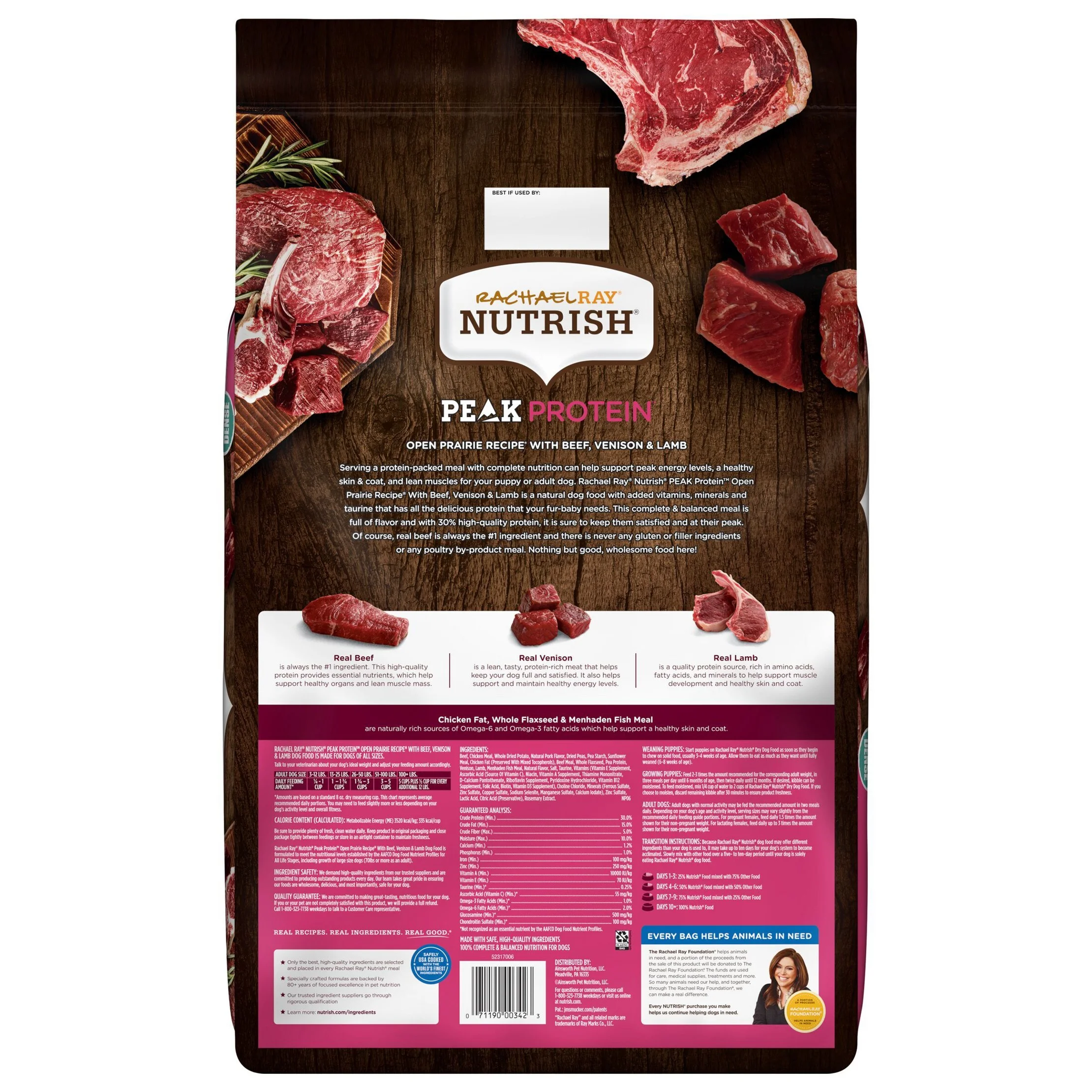PEAK Natural Open Range Recipe with Beef, Venison & Lamb Dry Dog Food - 23lb