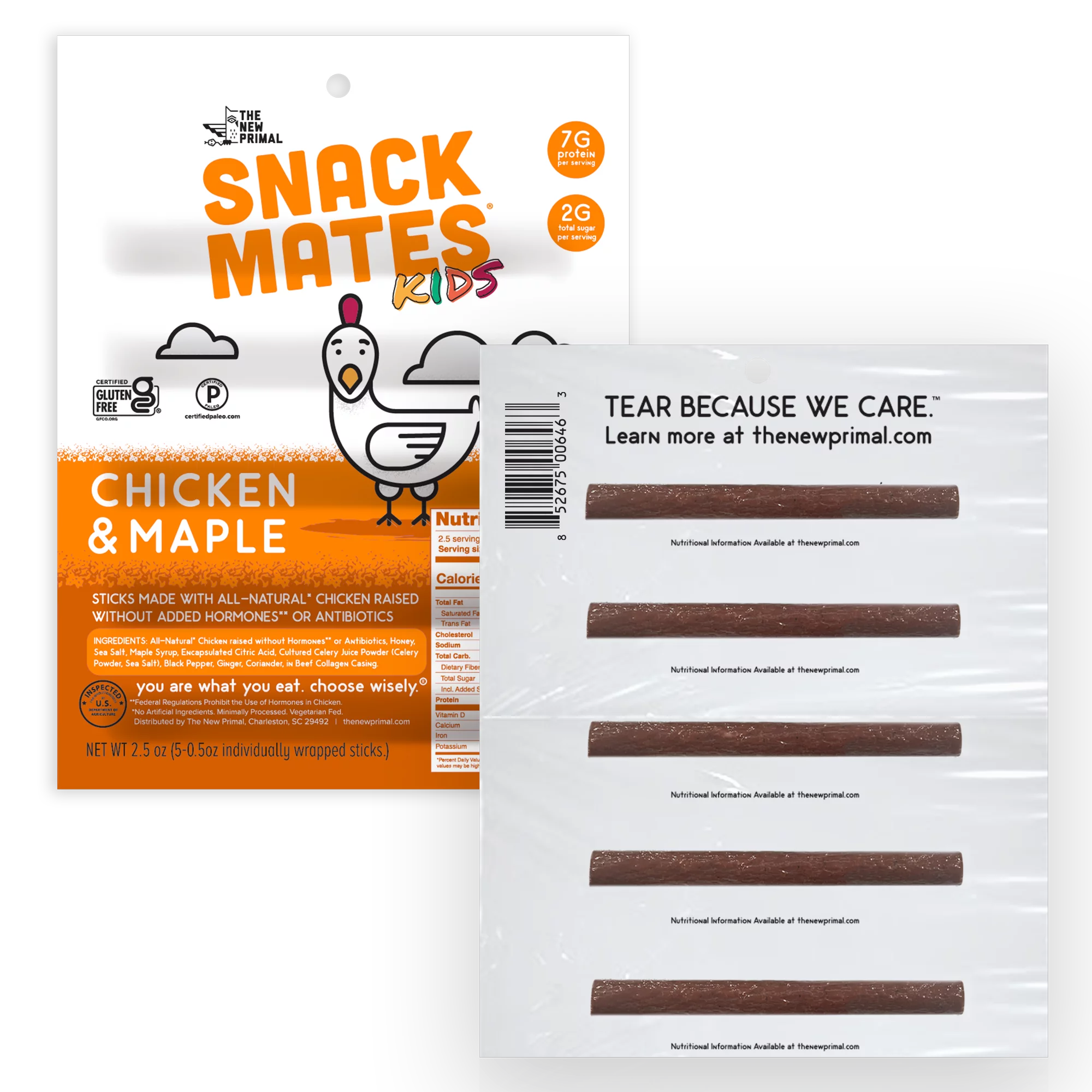 Snack Mates Chicken & Maple Mini Meat Sticks, All-Natural Chicken (8 Packs, 40 Mini-Sticks)
