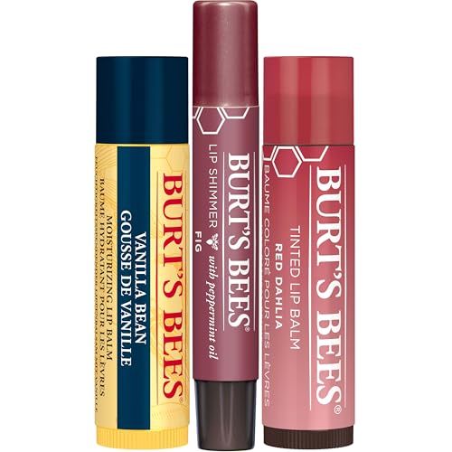 Burt's Bees Christmas Gifts, 4 Lip Balms Stocking Stuffers Products, Beeswax Bounty Fruit Mix - Watermelon, Pomegranate, Dragonfruit Lemon & Sweet Peach (4-Pack)
