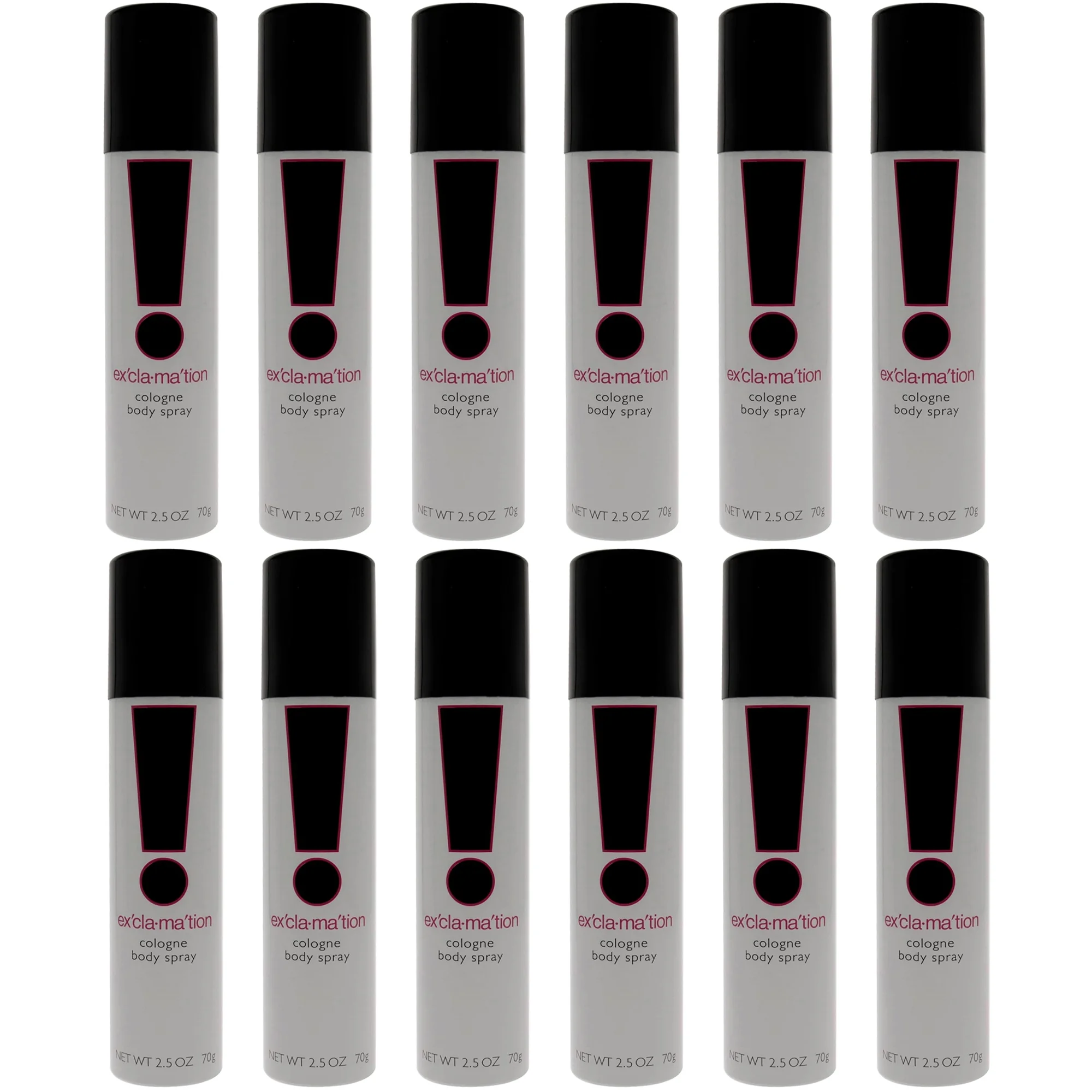 Pack of (12) Exclamation Cologne Spray, Vegan Formula, Body Spray, Floral Scent, Spicy Kick, 2.5 Fl Oz