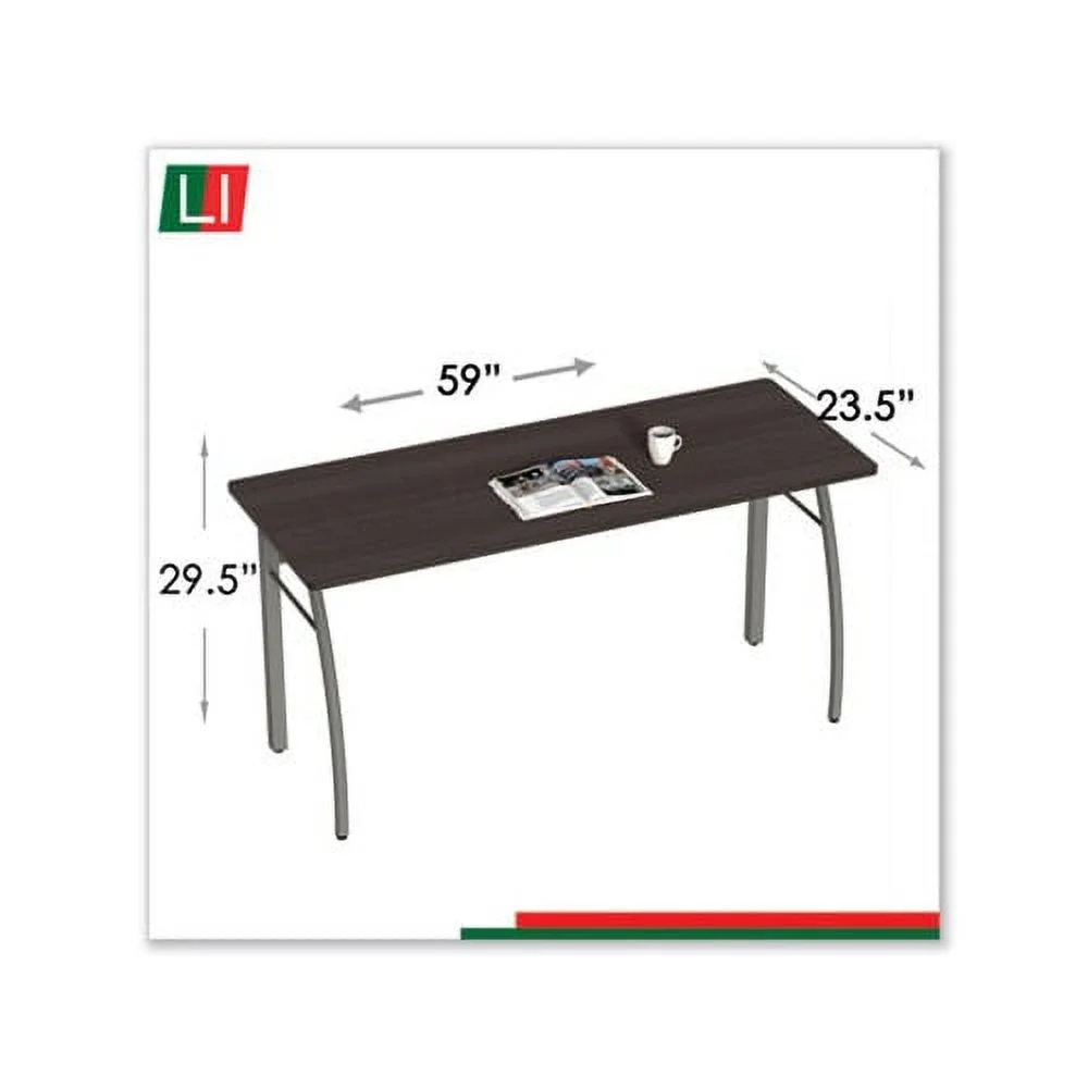 Trento Line Rectangular Desk 59.13w x 23.63d x 29.5h, Mocha/Gray