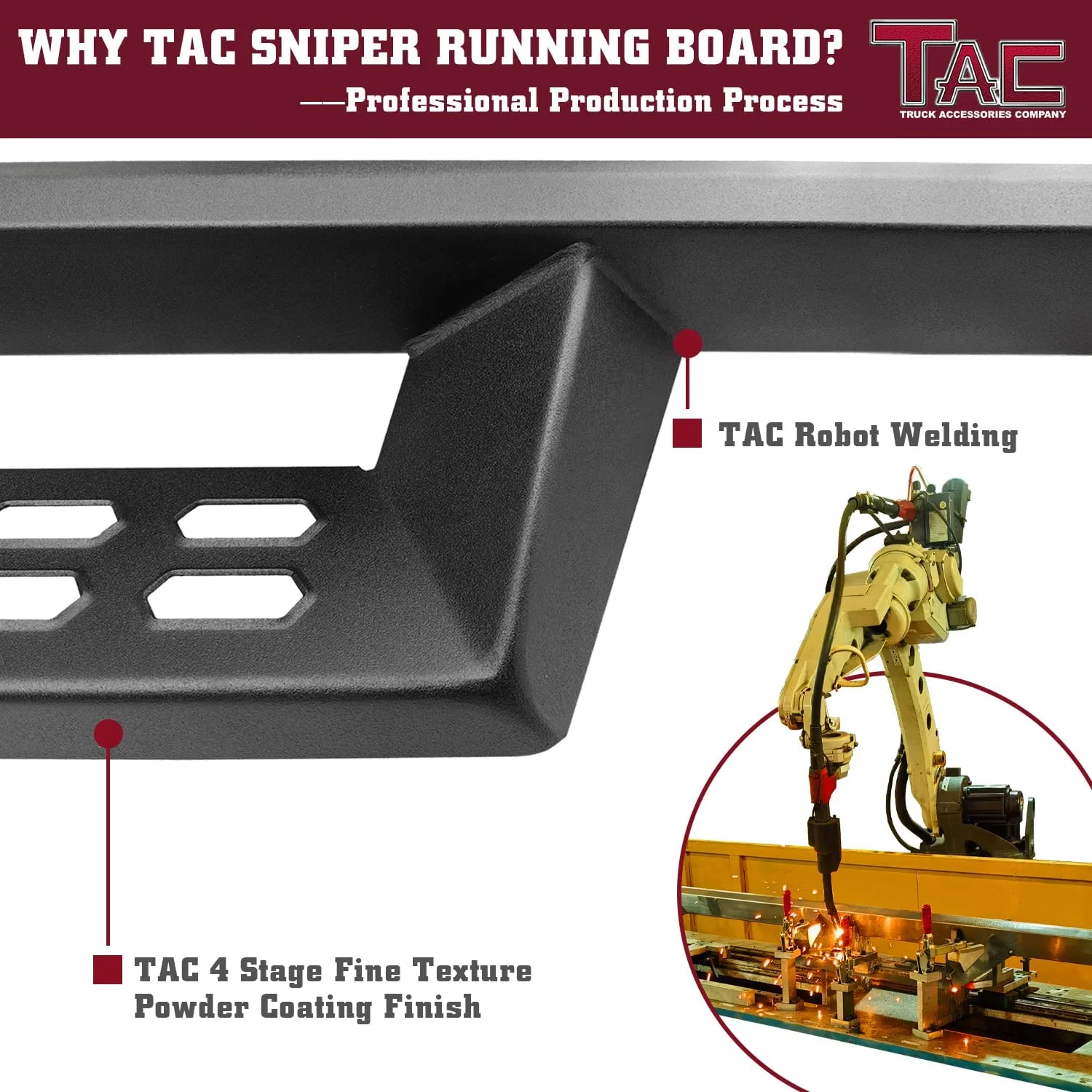 TAC Sniper Running Boards Fit 2009-2018 Dodge RAM 1500 | 2010-2024 RAM 2500/3500 Crew Cab | 2019-2023 RAM 1500 Classic 4