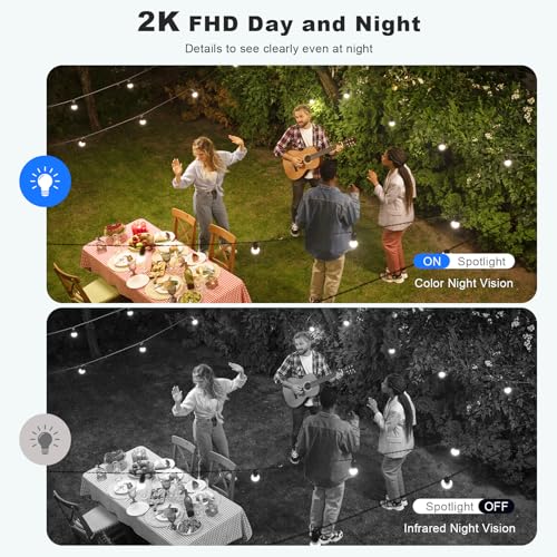 2K Security Cameras Wireless Outdoor, WiFi Battery Powered Indoor Camera for Home Security with AI Motion Detection, Spotlight, 2-Way Talk, Siren, IP65, Cloud/SD Storage, 2 Cameras