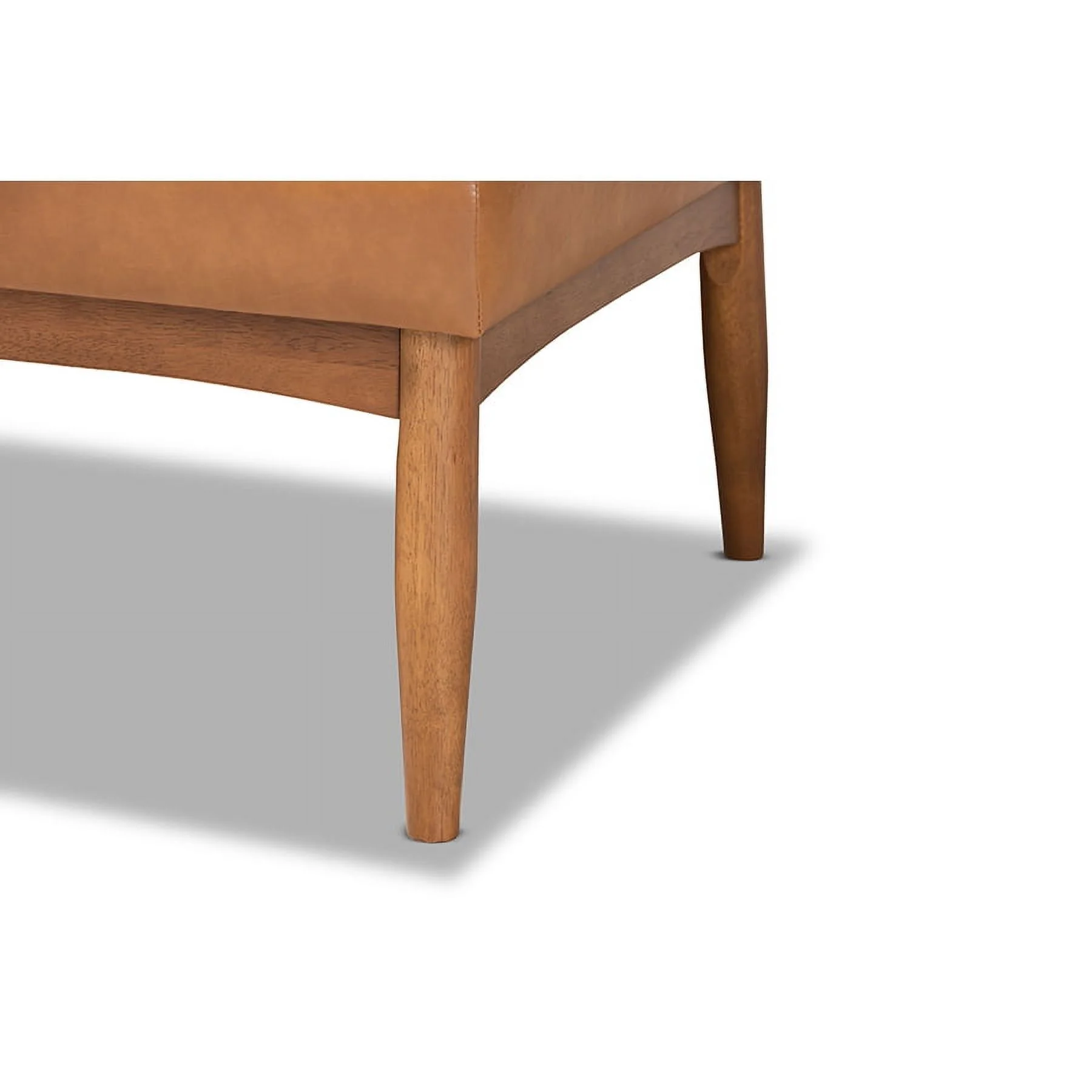 Baxton Studio Arvid Mid-Century Modern Tan Faux Leather Upholstered and Walnut Brown Finished 2-Piece Wood Dining Nook