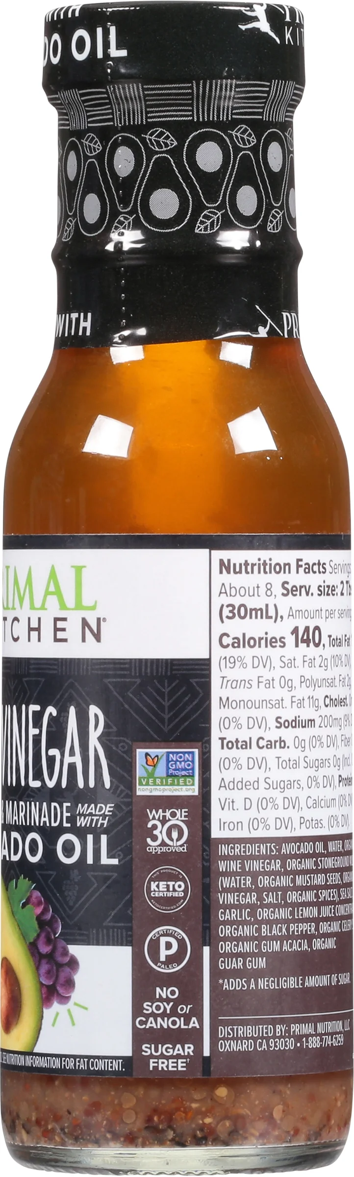 Primal Kitchen Oil & Vinegar Vinagrette Dressing, made with Avocado Oil,8 oz Pack Of 6