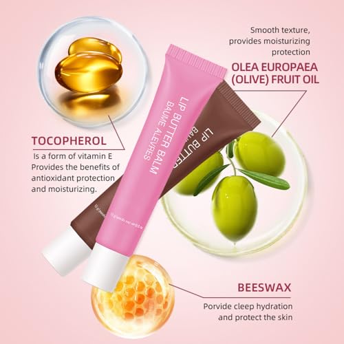 4 PCS Summer Special Lip Butter Balm – Ultra-Hydrating Lip Care with Shea Butter & Olive Oil, Soothes Dry Lips with Natural Tint & Gloss Effect, Lip Plumper Moisture & Light Lip Stain Finish