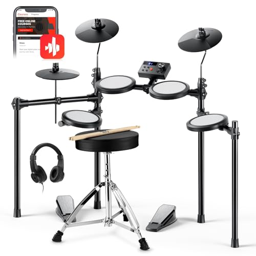Donner Electric Drum Set, DED-70 Electronic Drum Kit for Beginner with 150 Sounds, 4 Quiet Mesh Pads, 9