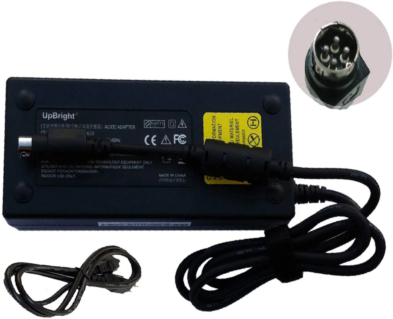 UpBright NEW Global 4-Pin DIN 180W AC/DC Adapter For FSP GROUP INC. FSP180-ABAN1 P/N: 9NA1800720 9NA1800700 4 Prong Connector 180 Watts Power Supply Cord Charger (P2,P4 Positive 4-Pin Power Supply)