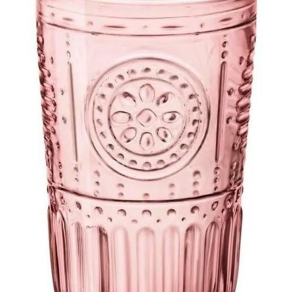 Romantic Set Of 4 Cooler Glasses, 16 Oz. Colored Crystal Glass, Cotton Candy , Made In Italy.