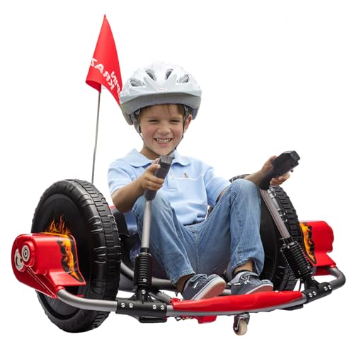 Electric Drifting Go Kart for Kids, 12V Outdoor Ride on Toys with 16-Inch Big Wheel, 360 Degree Spin, Speed of 4.66MPH, Dual Lever Steering, Pedal Accelerator, Drift Kart for Kids 3+, Red