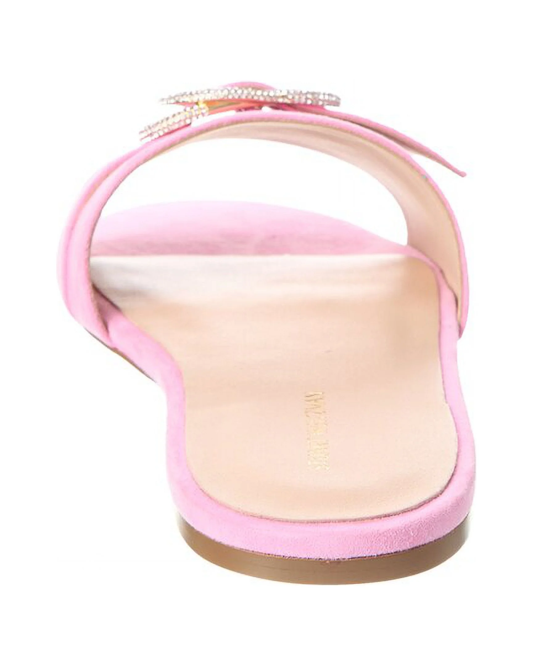 Stuart Weitzman Crystal Buckle Suede Slide, 7, Pink