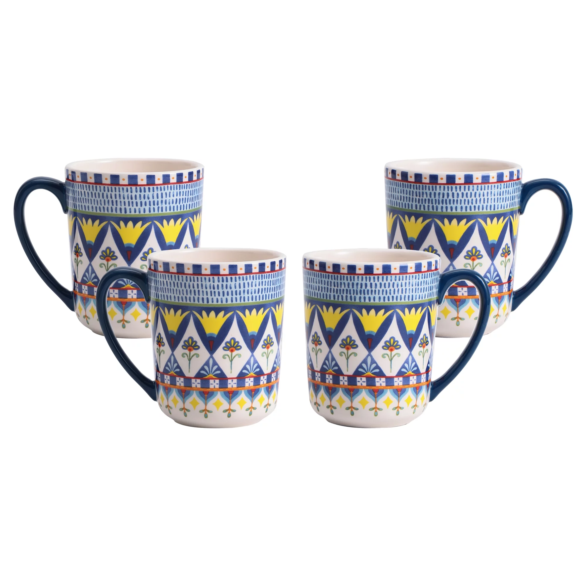 Bico Morocco Ceramic Mugs, Set of 4, for Coffee, Tea, Drinks, Microwave & Dishwasher Safe