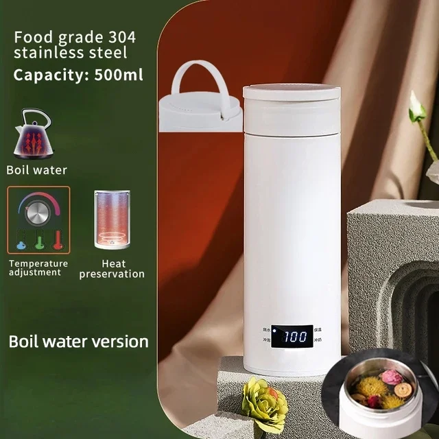 Portable  Kettle Travel Boil Water Cup Smart Teapot Thermo Pot Temperature Adjustment Kettle Heating Cup 500ml
