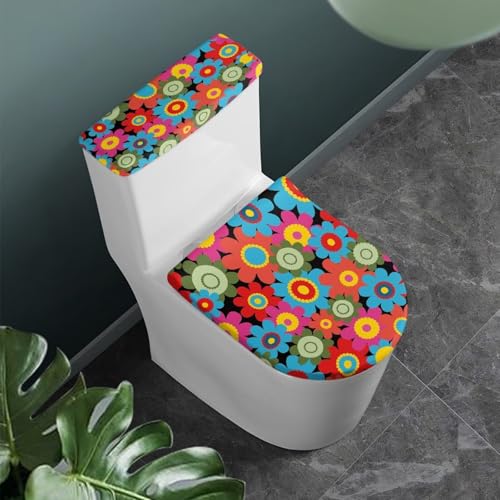 Christmas Bow Bell Toilet Tank Lid Cover and Toilet Seat Lid Cover 2 Pcs Set Toilets Covers with Elastic Cloth Fits Most Toilets Tanks & Lids