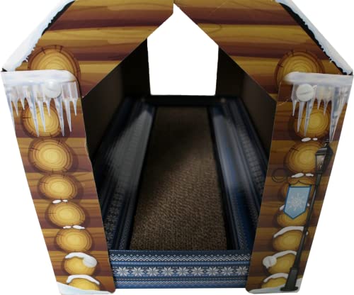 Christmas Cat House & Cat Scratcher w/Bonus Catnip Included