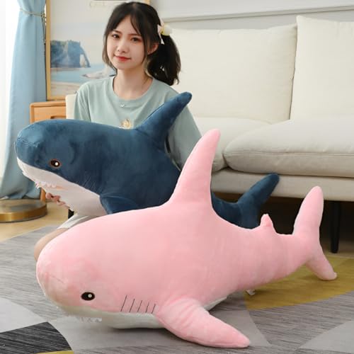 Plush Shark Toy Pillow, 31-inch Giant Shark Plush Animal Toy Super Soft and Cute Pillow Children’s Boys and Girls Room Decoration Bedtime Gift (80CM,Blue) (Blue)