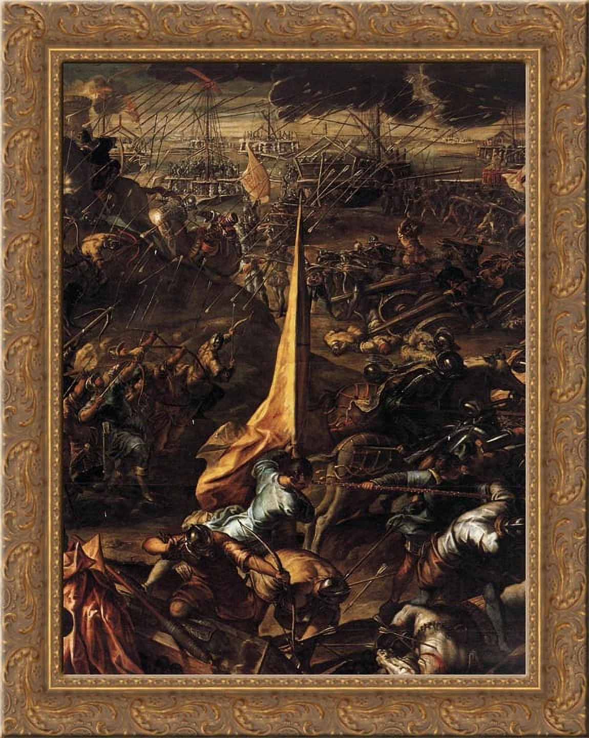 Conquest of Zara 24x20 Gold Ornate Wood Framed Canvas Art by Tintoretto