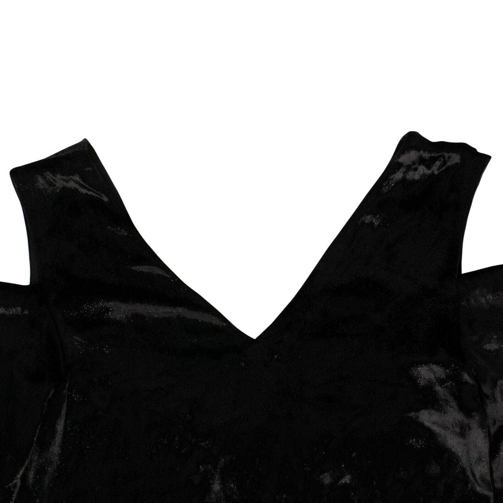 Sparkly Velvet Cold Shoulder Shirt - Black
