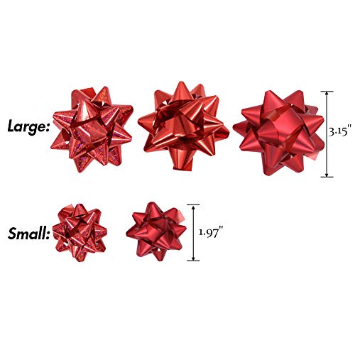 Lulu Home Christmas Gifts Bows, 50 Pieces Self Adhesive Gifts Bows for Decoration, Gift Wrap, Wedding, Party