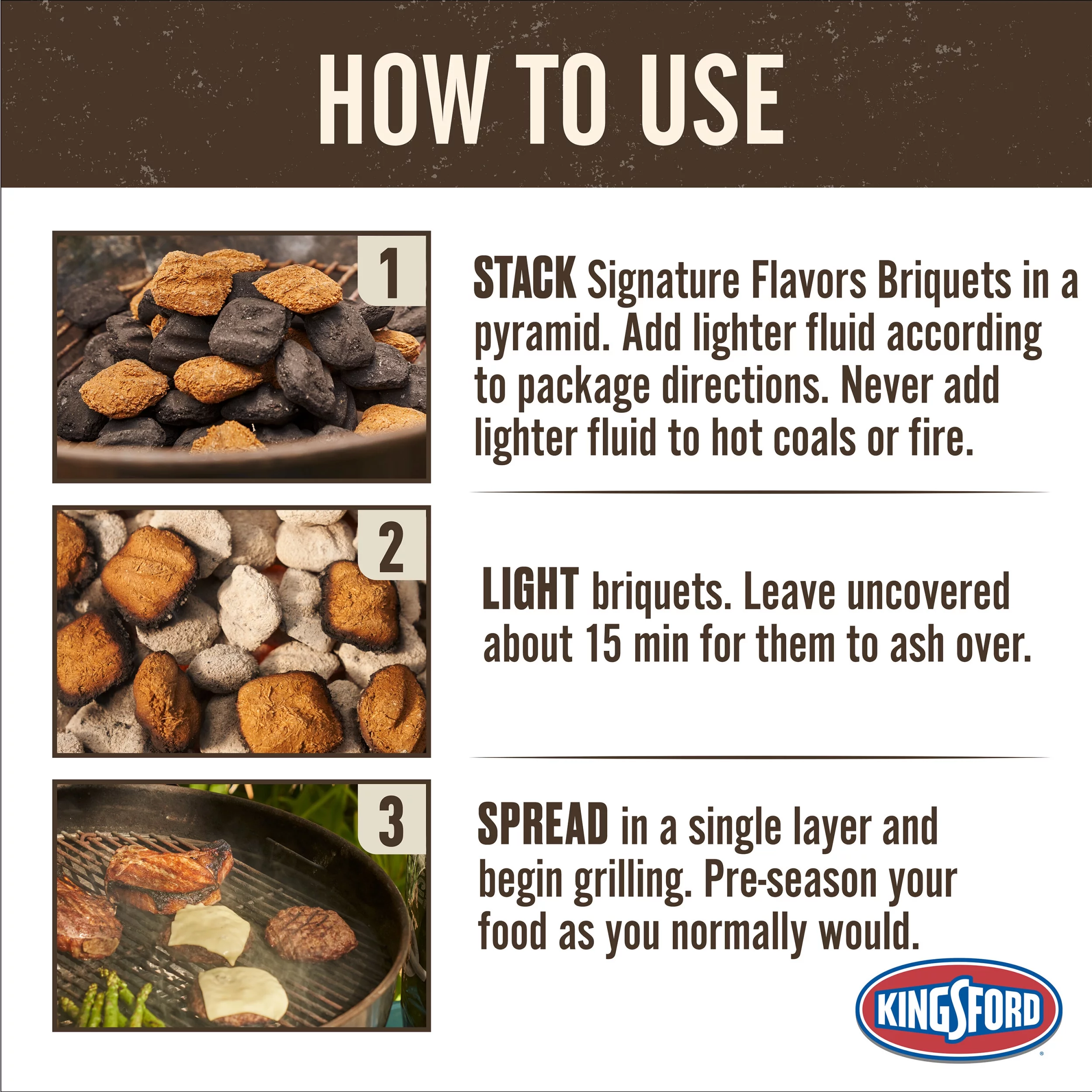 Kingsford Signature Flavors Charcoal Briquettes with Garlic, Onion and Paprika, 8 Pounds