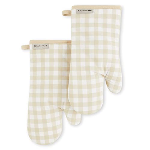 KitchenAid Gingham Oven Mitt 2-Pack Set, Passion Red, 7